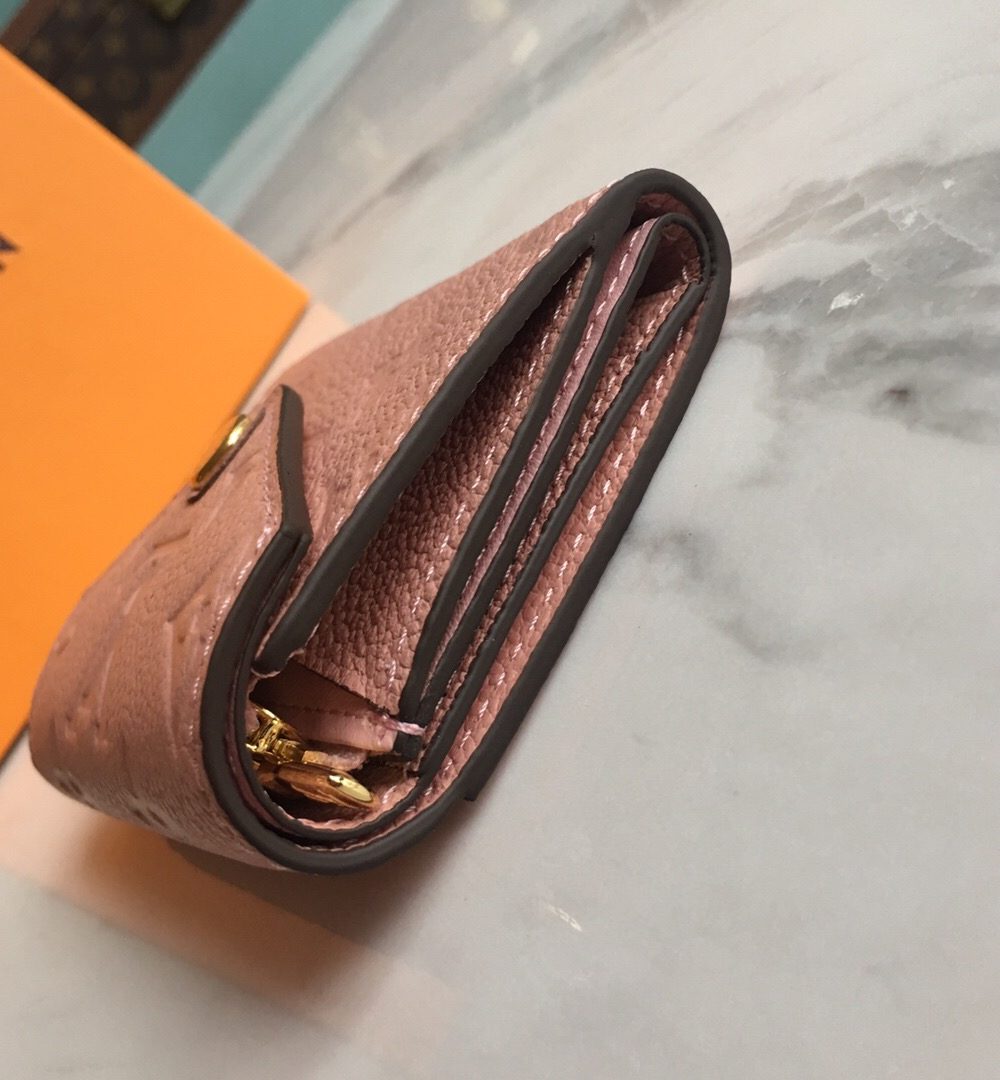 1:1 Replica Louis Vuitton Zoe Wallet Tourterelle Pink For Women, Women's Wallet 3.7in/9.5cm LV