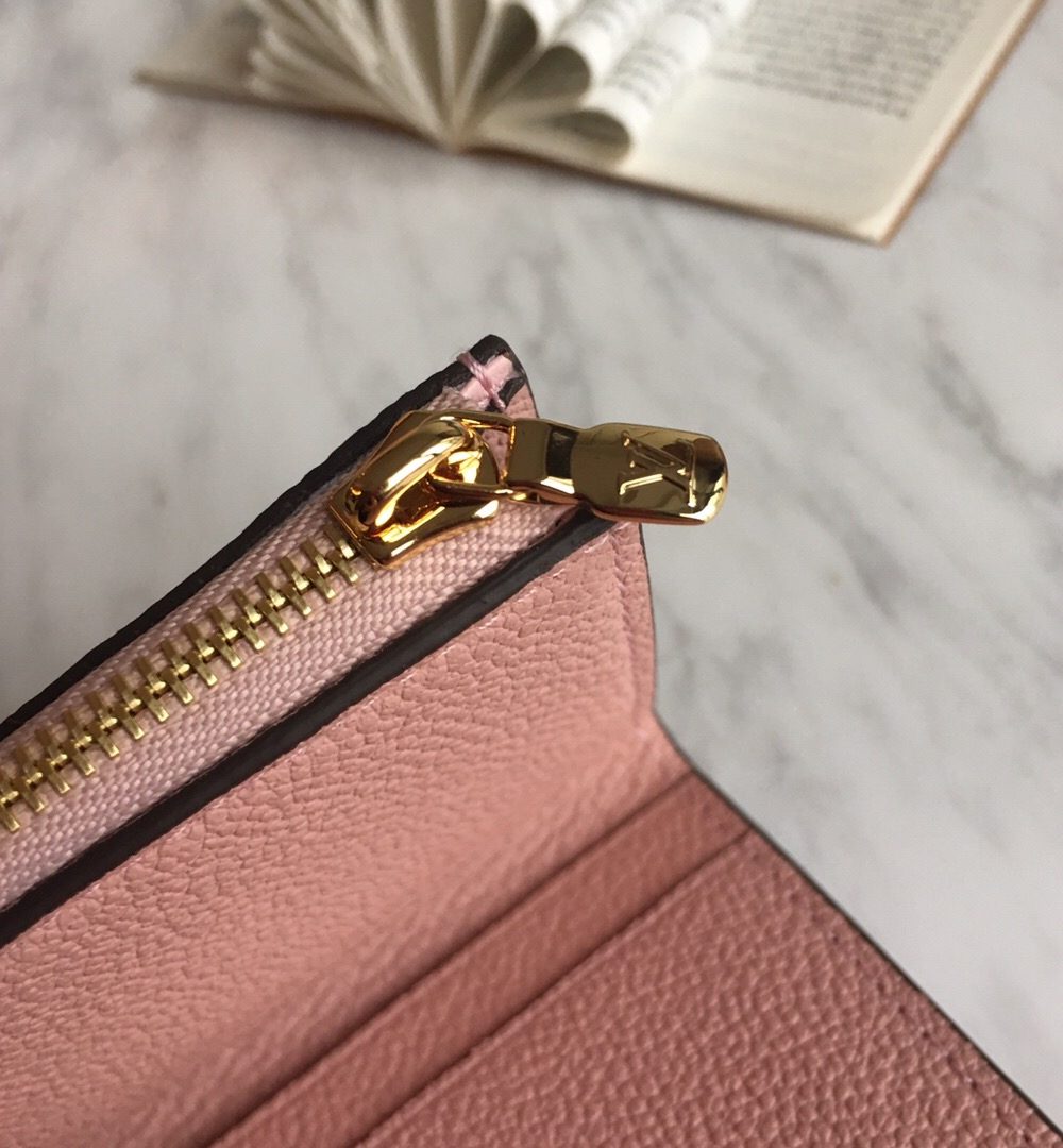 1:1 Replica Louis Vuitton Zoe Wallet Tourterelle Pink For Women, Women's Wallet 3.7in/9.5cm LV