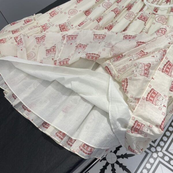 Lovely Cake Print Dress White For Women