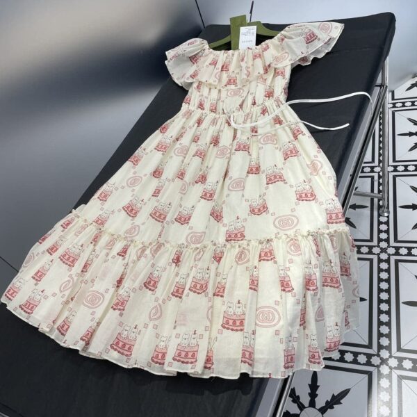Lovely Cake Print Dress White For Women