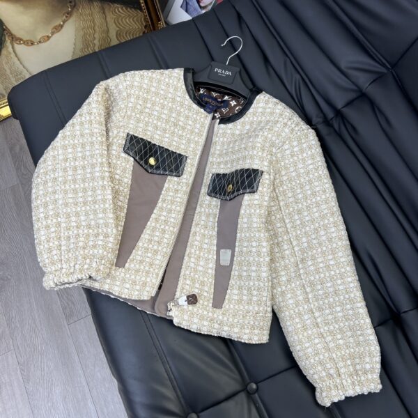 Lurex Tweed Frill Sleeve Jacket Ivory For Women