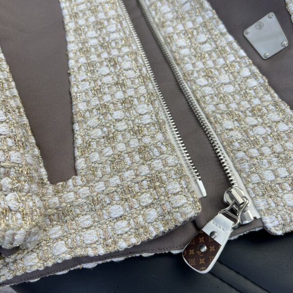 Lurex Tweed Frill Sleeve Jacket Ivory For Women