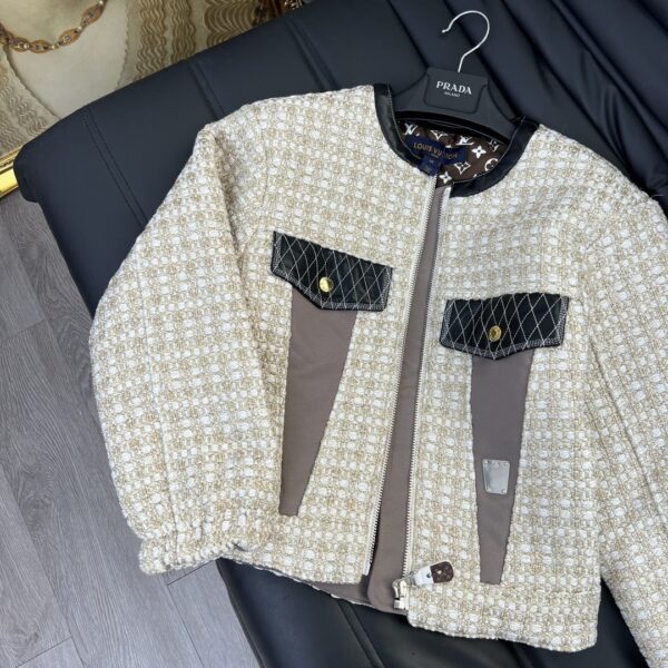Lurex Tweed Frill Sleeve Jacket Ivory For Women