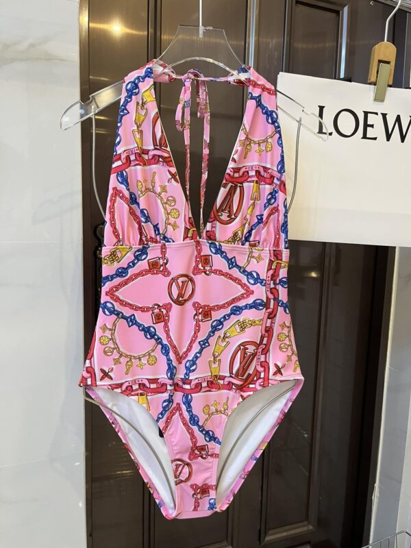 LV Flower One-Piece Swimsuit Pink For Women