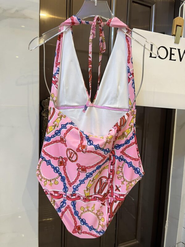 LV Flower One-Piece Swimsuit Pink For Women