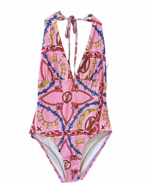 LV Flower One-Piece Swimsuit Pink For Women