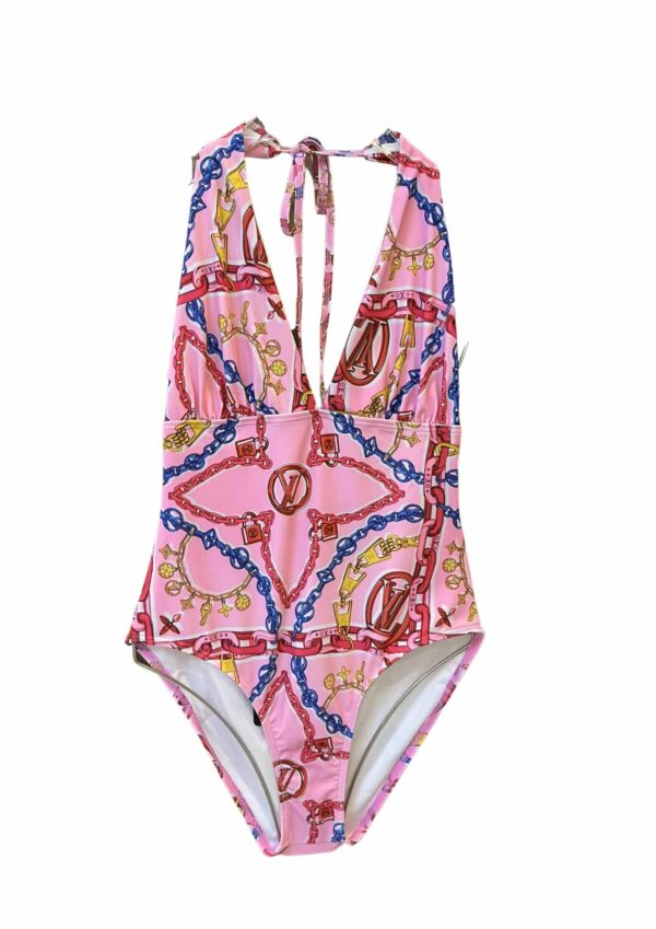LV Flower One-Piece Swimsuit Pink For Women
