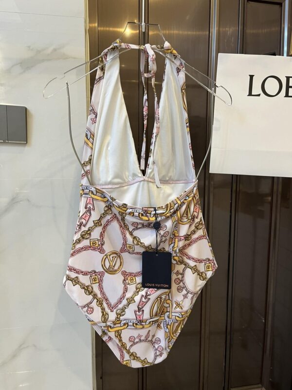LV Flower One-Piece Swimsuit White For Women