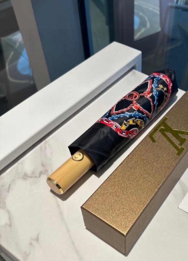 LV Folding Umbrella With Leash Black