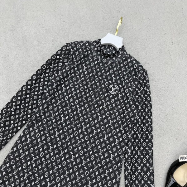 LV Logo Circle Tunic Dress Black For Women