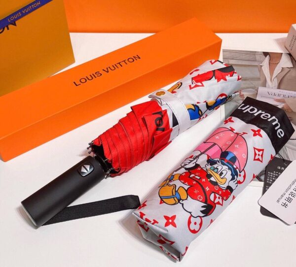 LV Monogram And Donald Duck Folding Umbrella Red