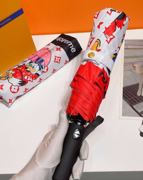 LV Monogram And Donald Duck Folding Umbrella Red
