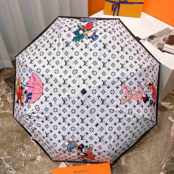 LV Monogram And Donald Duck Folding Umbrella White