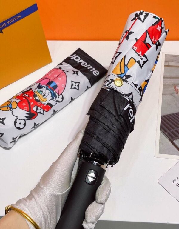LV Monogram And Donald Duck Folding Umbrella White