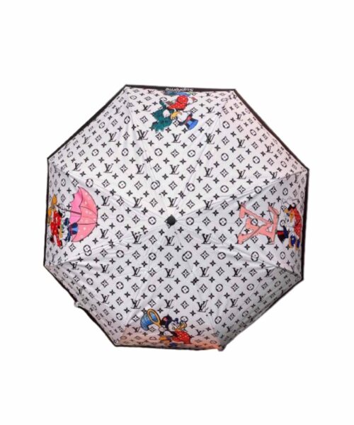 LV Monogram And Donald Duck Folding Umbrella White
