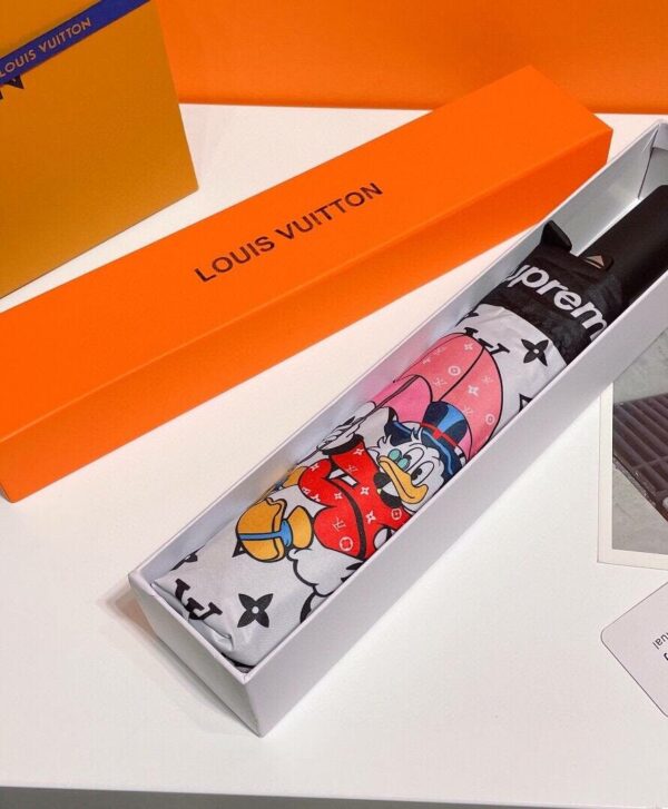 LV Monogram And Donald Duck Folding Umbrella White