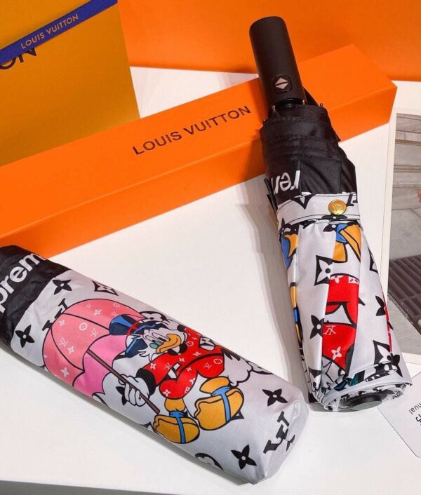 LV Monogram And Donald Duck Folding Umbrella White