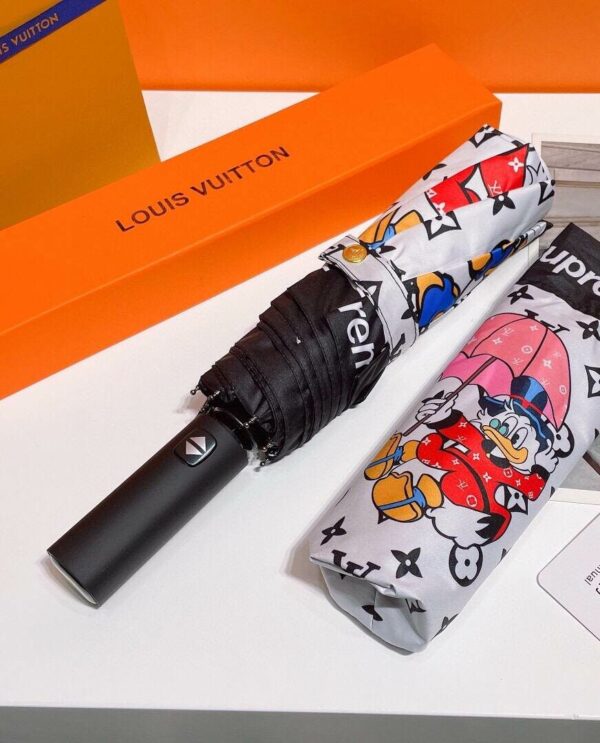 LV Monogram And Donald Duck Folding Umbrella White
