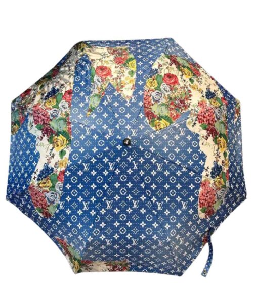 LV Monogram Confidential Folding Umbrella Blue
