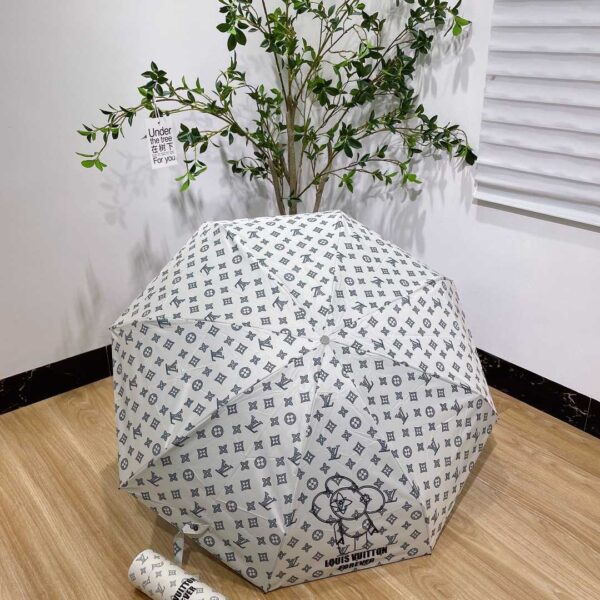 LV Monogram Confidential Folding Umbrella White