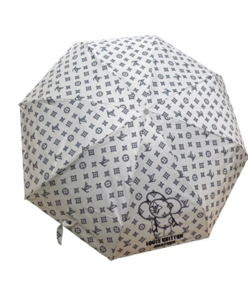 LV Monogram Confidential Folding Umbrella White