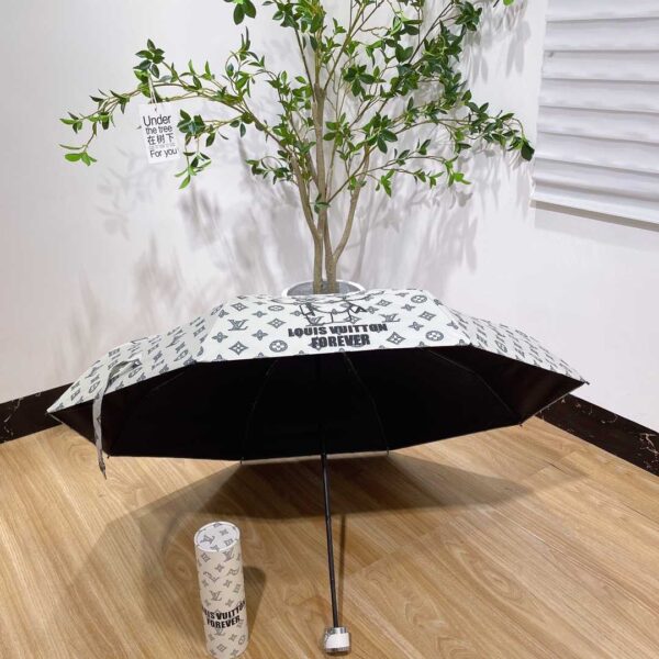 LV Monogram Confidential Folding Umbrella White