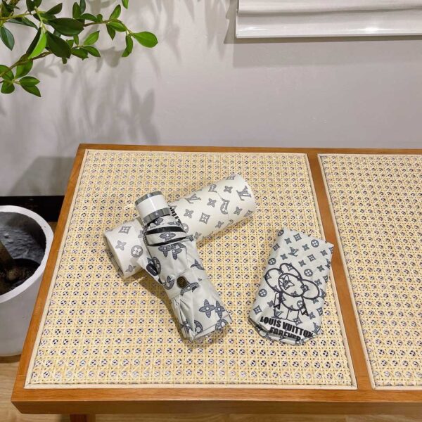 LV Monogram Confidential Folding Umbrella White