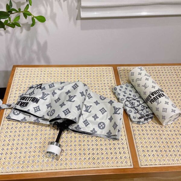 LV Monogram Confidential Folding Umbrella White