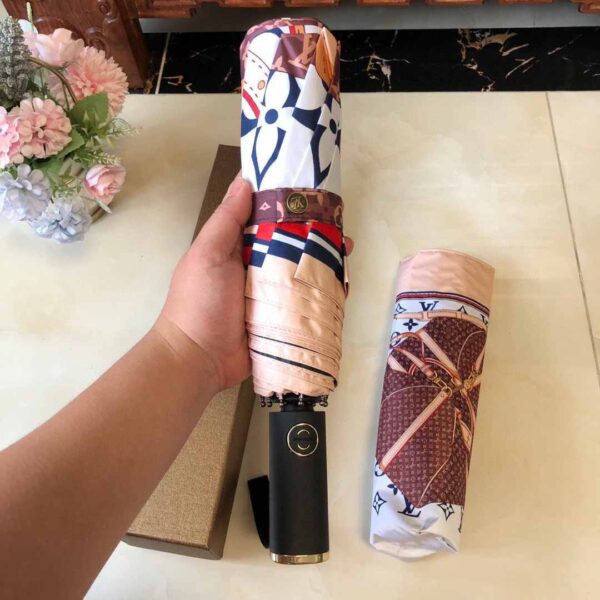LV Monogram Confidential Folding Umbrella White And Brown