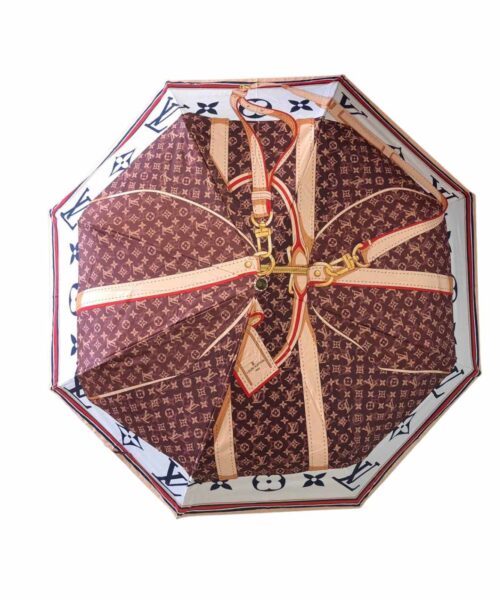 LV Monogram Confidential Folding Umbrella White And Brown