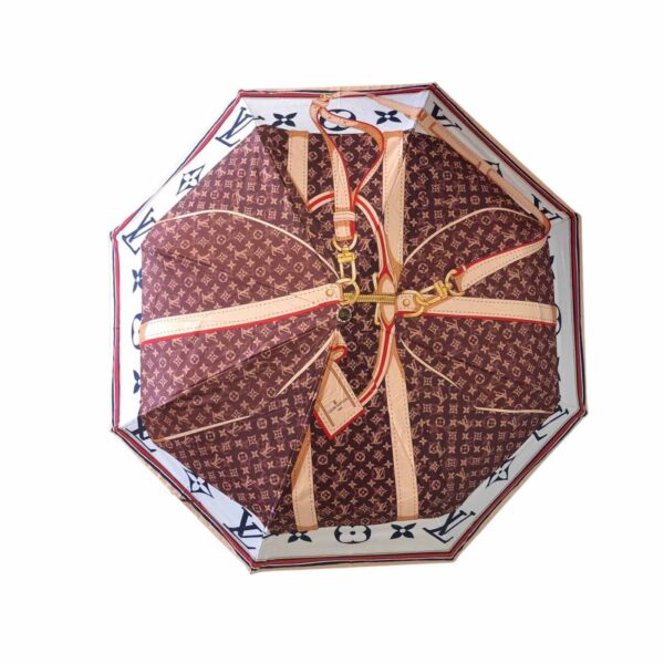 LV Monogram Confidential Folding Umbrella White And Brown