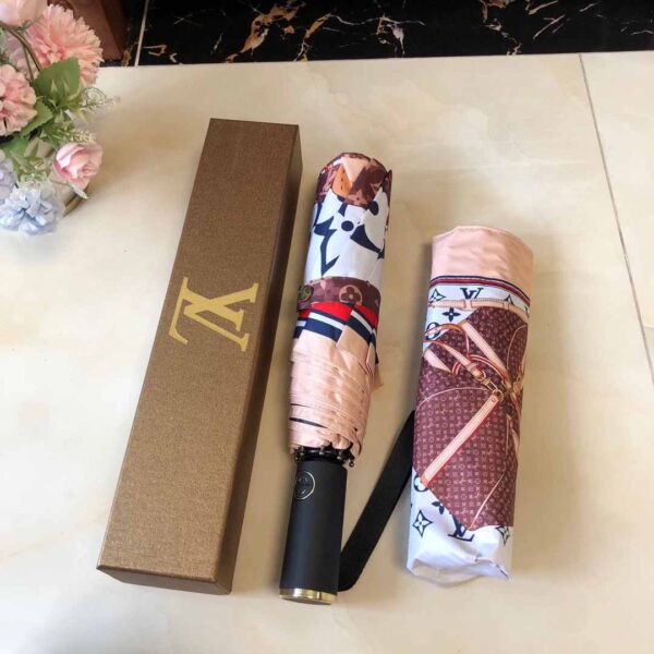 LV Monogram Confidential Folding Umbrella White And Brown