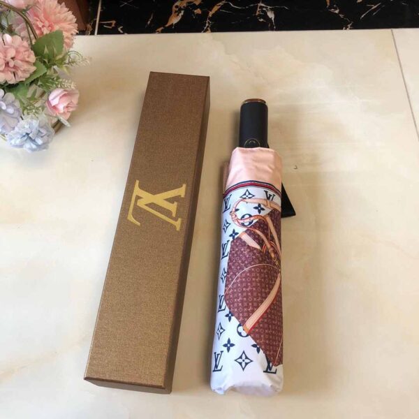 LV Monogram Confidential Folding Umbrella White And Brown