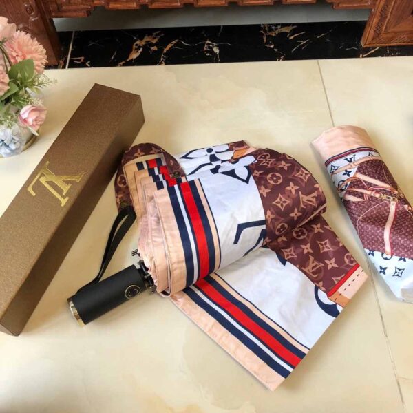 LV Monogram Confidential Folding Umbrella White And Brown