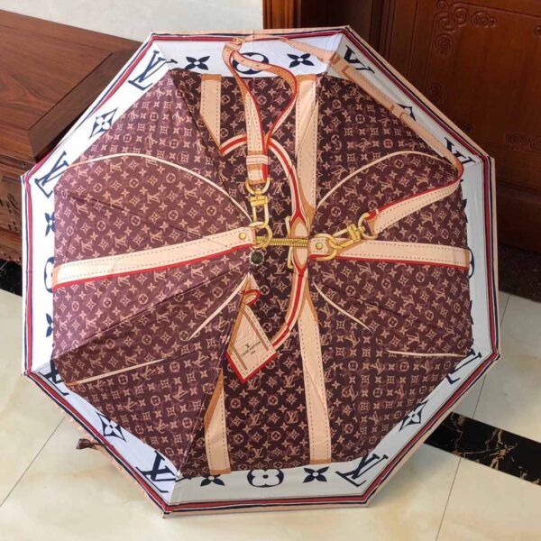 LV Monogram Confidential Folding Umbrella White And Brown
