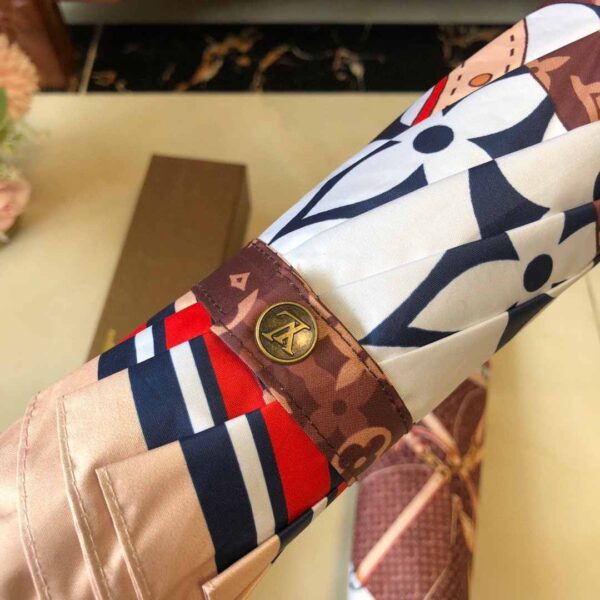 LV Monogram Confidential Folding Umbrella White And Brown