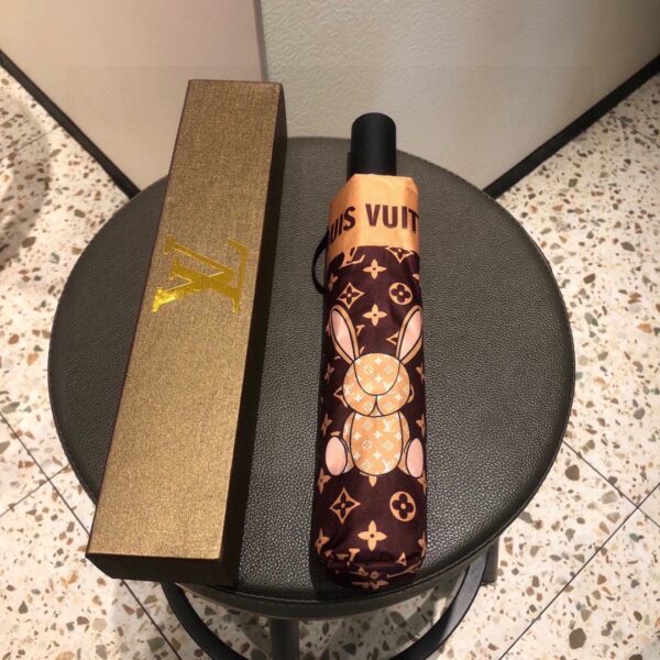LV Monogram In Precious Rabbit Folding Umbrella Brown