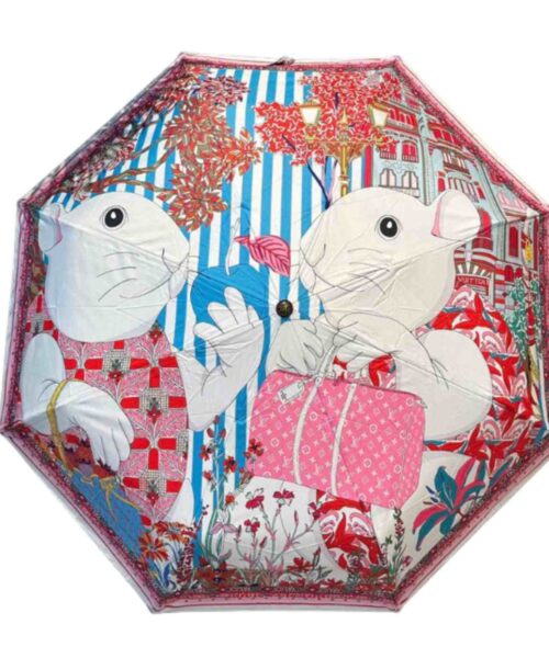 LV Monogram In Precious Rabbit Folding Umbrella Multicolor