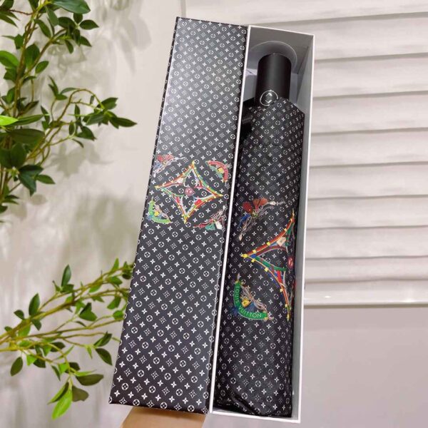 LV Monogram In the Middle Folding Umbrella Black