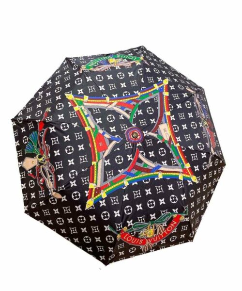 LV Monogram In the Middle Folding Umbrella Black
