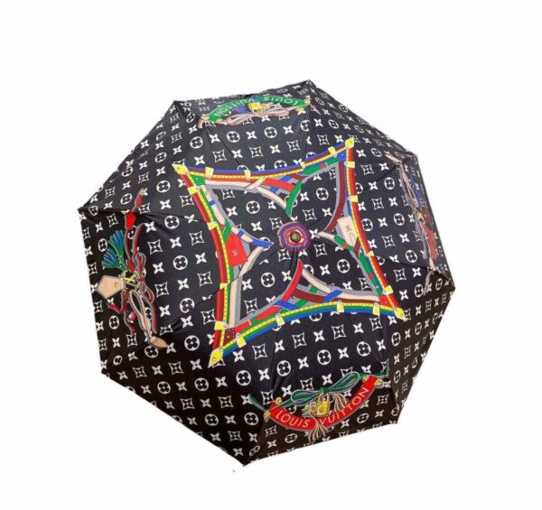 LV Monogram In the Middle Folding Umbrella Black