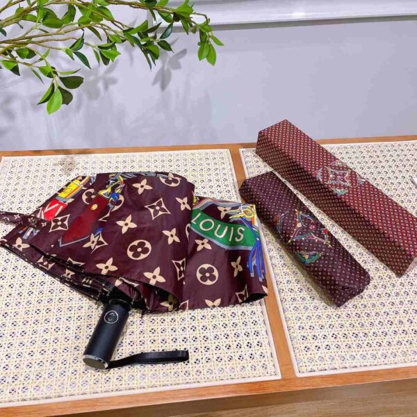 LV Monogram In the Middle Folding Umbrella Brown