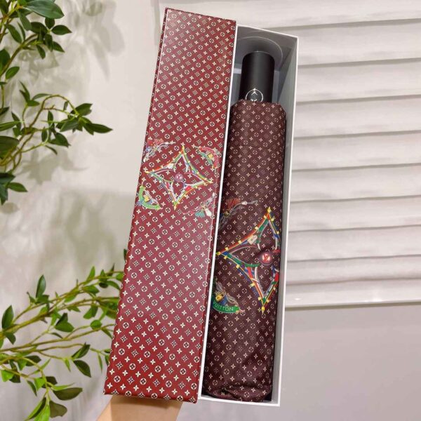 LV Monogram In the Middle Folding Umbrella Brown