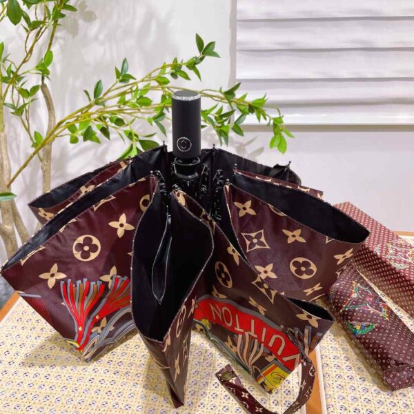 LV Monogram In the Middle Folding Umbrella Brown