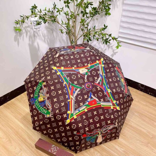 LV Monogram In the Middle Folding Umbrella Brown