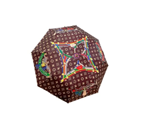 LV Monogram In the Middle Folding Umbrella Brown