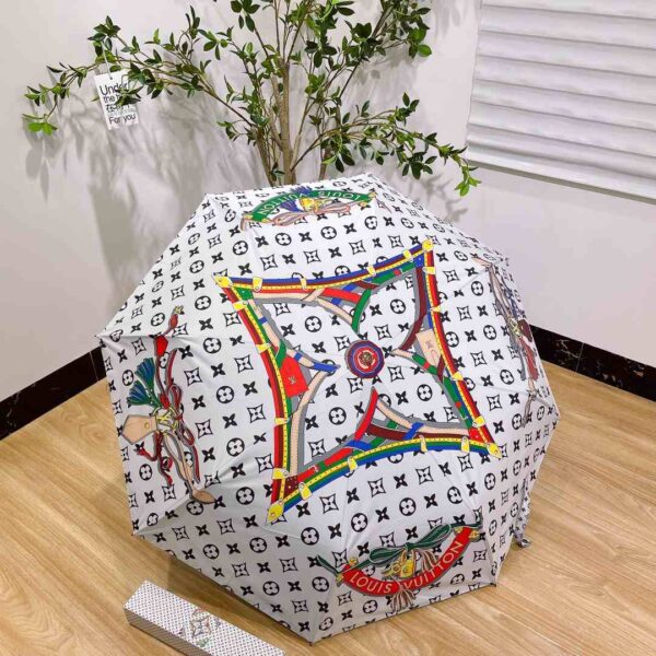 LV Monogram In the Middle Folding Umbrella White
