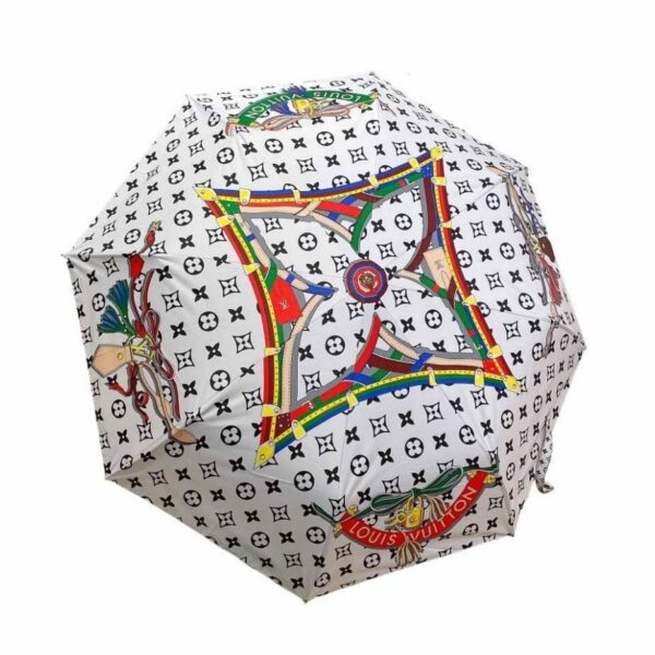 LV Monogram In the Middle Folding Umbrella White
