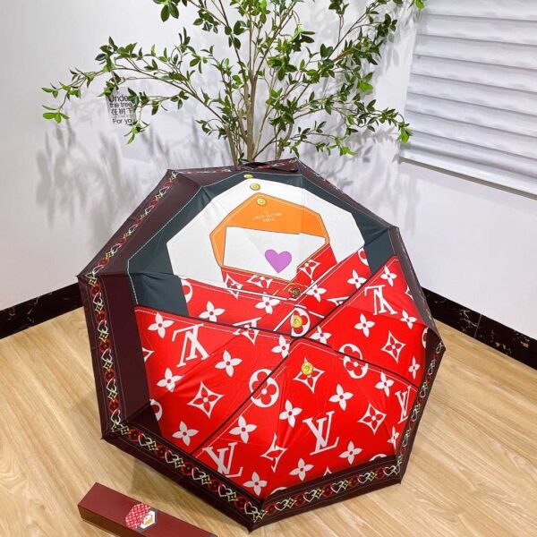 LV Monogram Letter Folding Umbrella Black