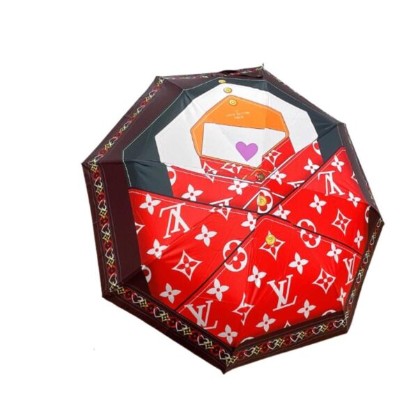 LV Monogram Letter Folding Umbrella Black